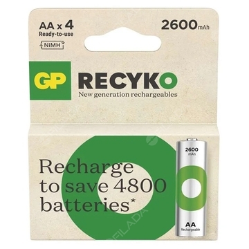 GP ReCyko nabíjecí baterie AA/HR6/2600mAh (B25274) 4ks 1032224260